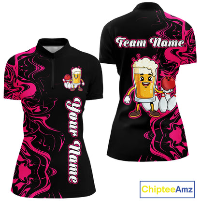 Funny Beer Bowling Shirts Team Women Men Custom Pink Bowling Jersey for Bowler MBL250