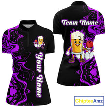 Load image into Gallery viewer, Funny Beer Bowling Shirts Team Women Men Custom Purple Bowling Jersey for Bowler MBL250