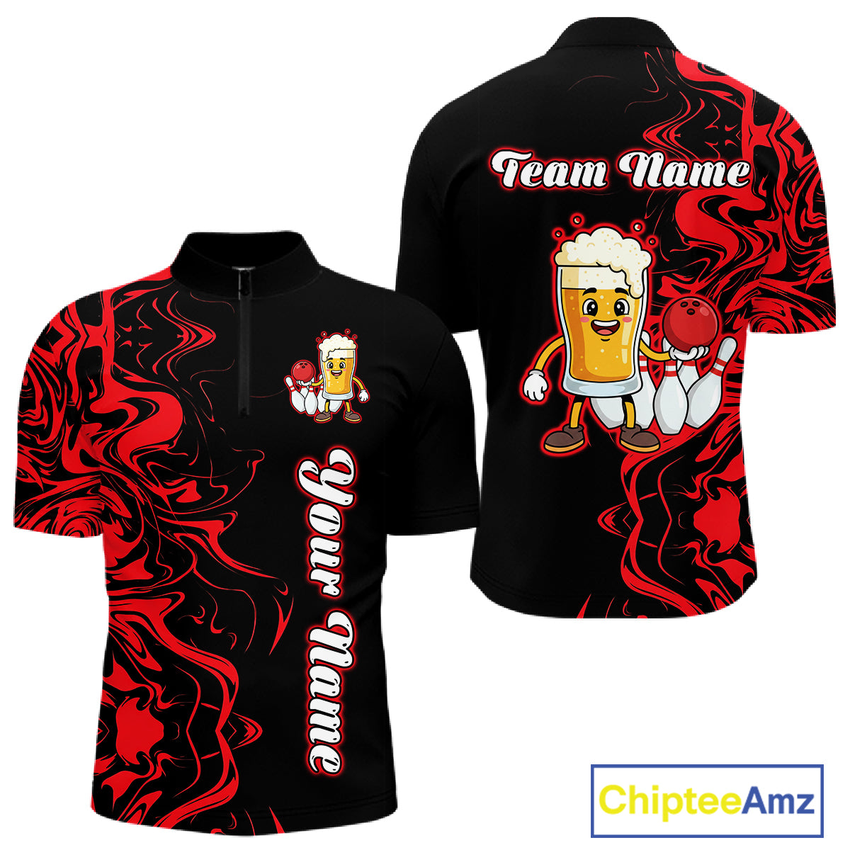 Funny Beer Bowling Shirts Team Women Men Custom Red Bowling Jersey for Bowler MBL250