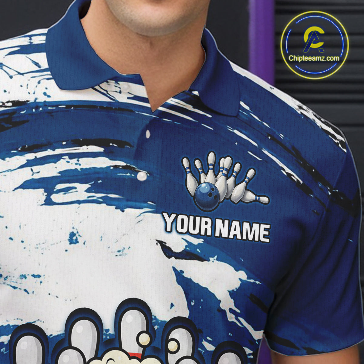Blue Funny Beer Bowling Shirts for Women Men Team Bowling Polo&1/4 Zip Bowl League MBL253