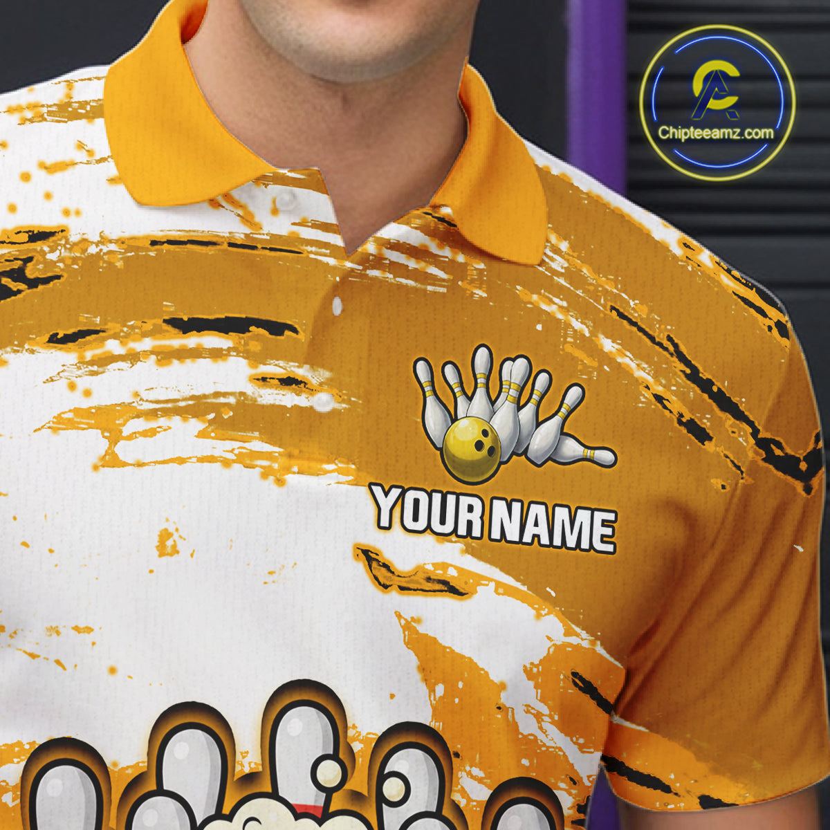 Yellow Funny Beer Bowling Shirts for Women Men Team Bowling Polo&1/4 Zip Bowl League MBL253