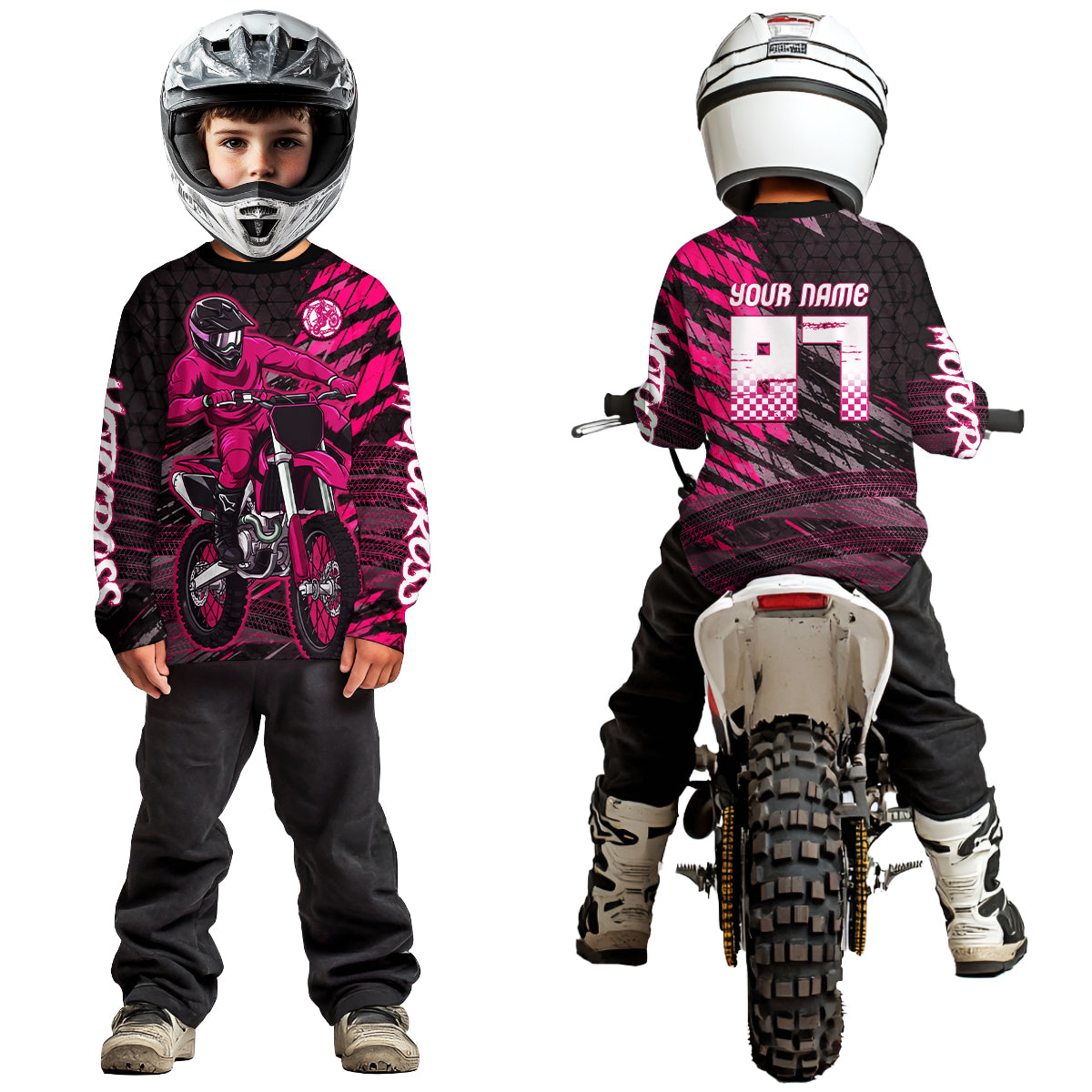 Pink Motocross Racing Jersey Kids Women Men Custom Dirt Bike Shirts Motorcycle Shirt XM494