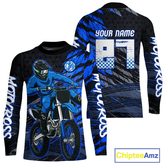 Blue Motocross Racing Jersey Kids Women Men Custom Dirt Bike Shirts Motorcycle Shirt XM494