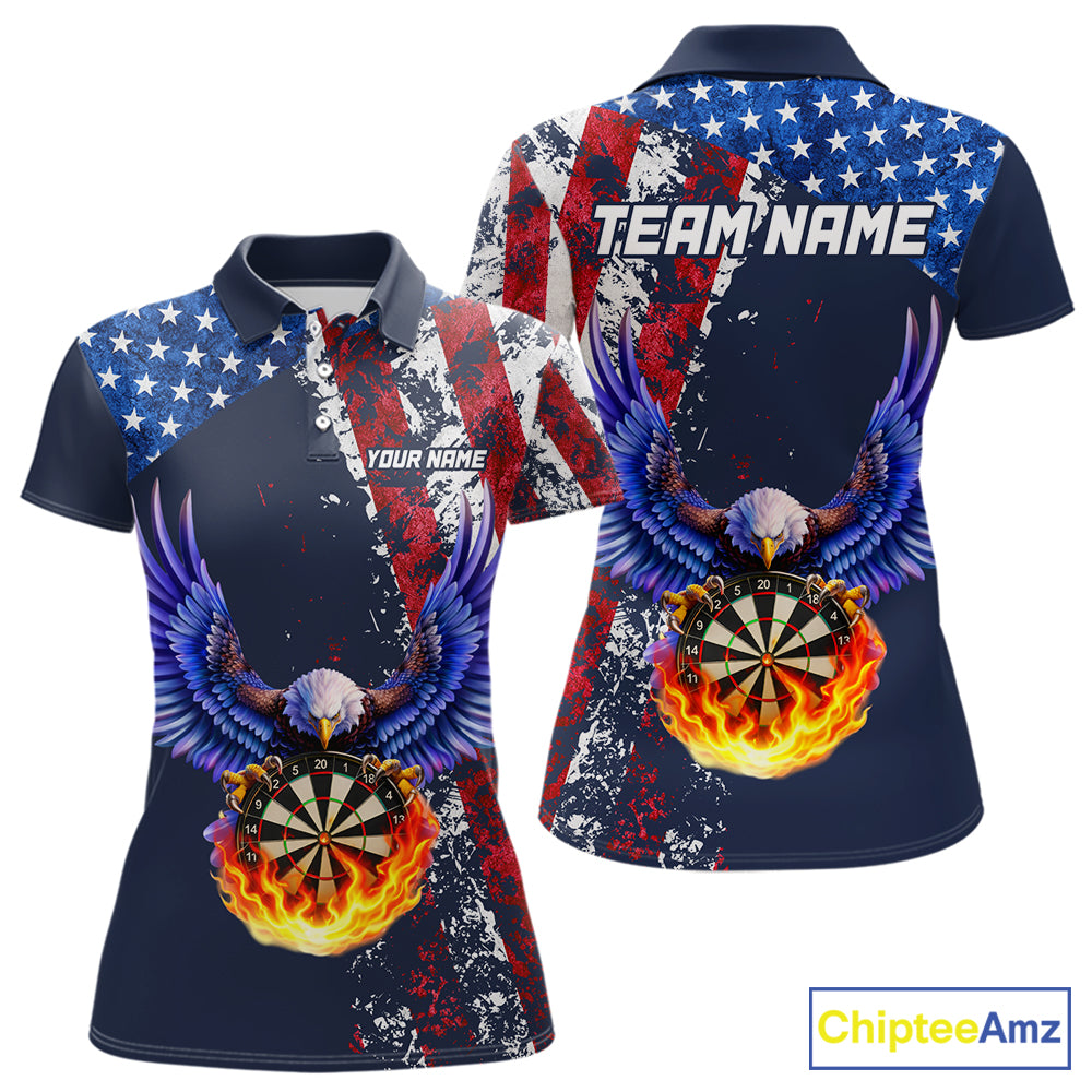 Custom US Flag Eagle Flame Darts Shirt for Women Darts Team Jerseys Dartboard Shirt NNT270