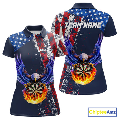 Custom US Flag Eagle Flame Darts Shirt for Women Darts Team Jerseys Dartboard Shirt NNT270