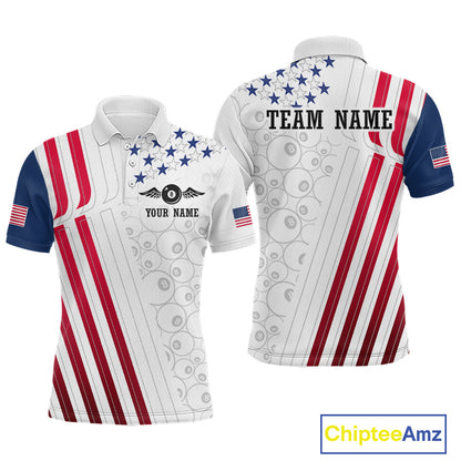 Custom American Flag 8 Ball Billiard Shirts for Men Billiard Team Jerseys Billiard League NNT273