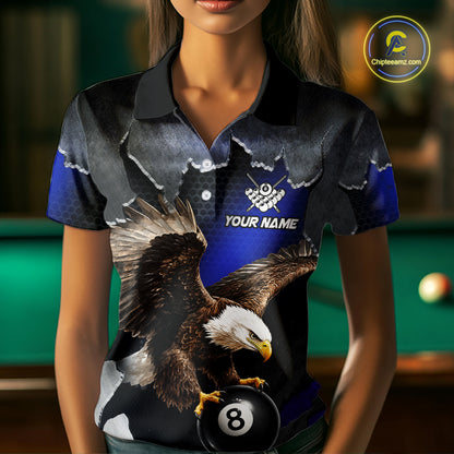 Custom Cracked Eagle 8 Ball Billiard Shirts for Women Billiard Team Jerseys Billiard League NNT278