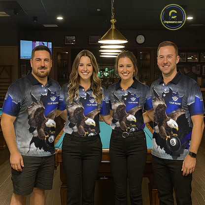 Custom Cracked Eagle 8 Ball Billiard Shirts for Men Billiard Team Jerseys Billiard League NNT278