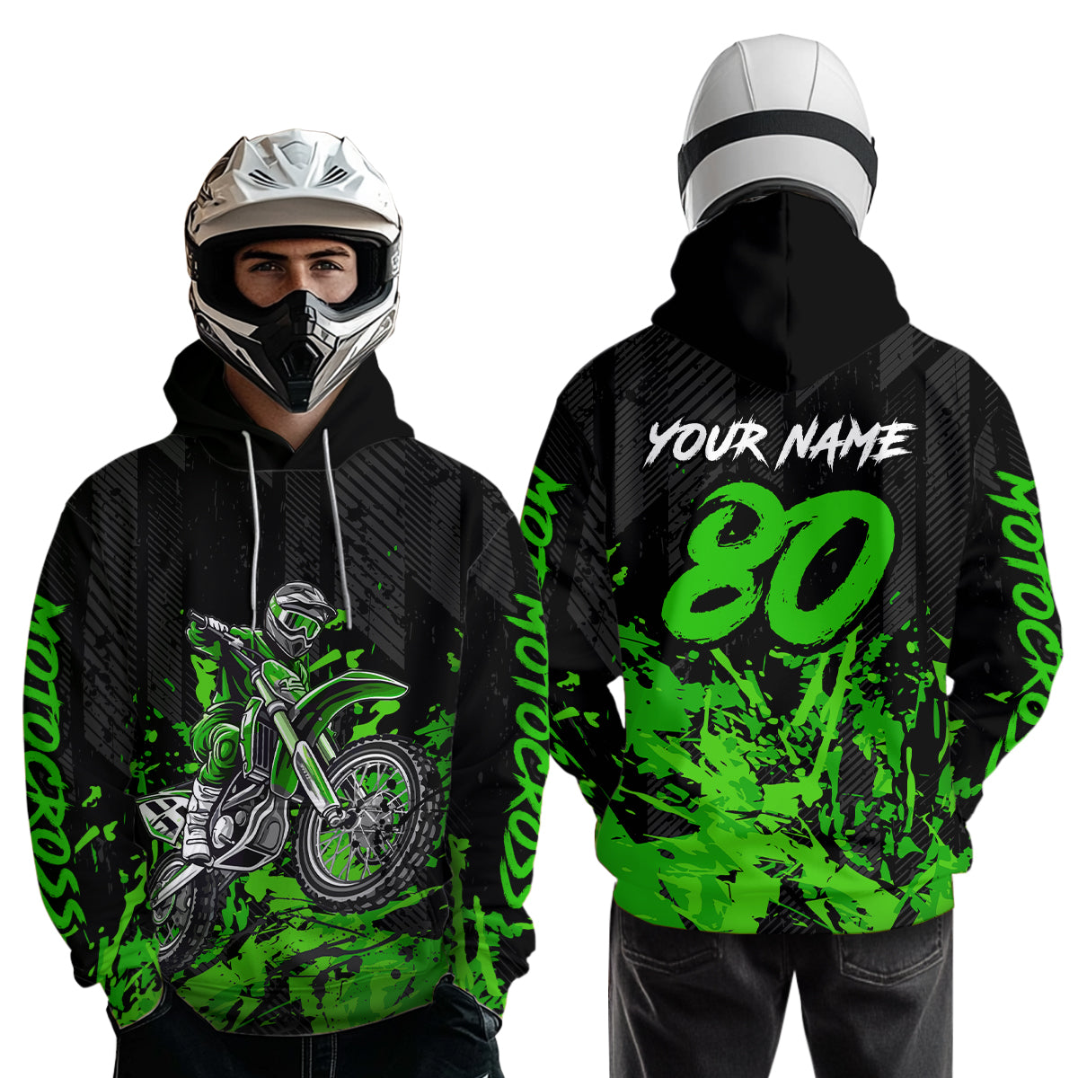 Custom Green Youth Dirt Bike Motorcycle Hoodie Kid Men Women Motocross Jersey Hoodie HOT38