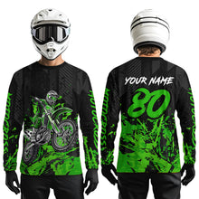 Load image into Gallery viewer, Custom Green Motocross Jersey Racing Motocycle Shirts for Men Women Kid UPF30+ DNT43
