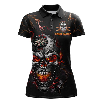 Custom Thunder Skull Darts Board Dart Shirts for Women Darts Team Jerseys Polo & 1/4 Zip NNT134