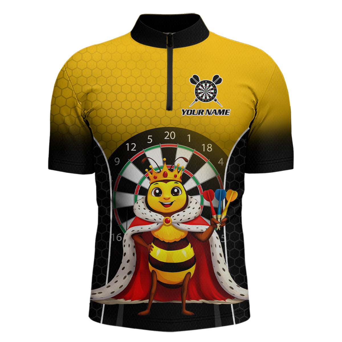 Custom Funny King Bee Dart Shirt Dart Team Jersey for Men Dartboard Polo & 1/4 Zip Shirts NNT164