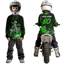 Load image into Gallery viewer, Personalized Green Youth Motocross Shirts Off-Road Dirt Bike Jersey Kid Men Women UPF30+ DNT17