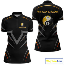 Load image into Gallery viewer, Custom 8 9 Ball Billiard Yin Yang Shirts for Women Billiard Team Shirts Billiard League Polo &amp; 1/4 Zip NNT89