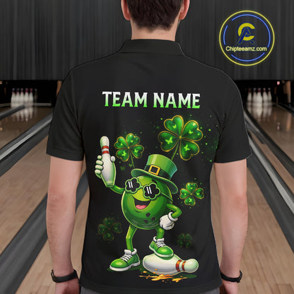 Funny St Patrick Day Bowling Bowling Jersey for Men Bowling Team Shirts Polo & 1/4 Zip HNT192