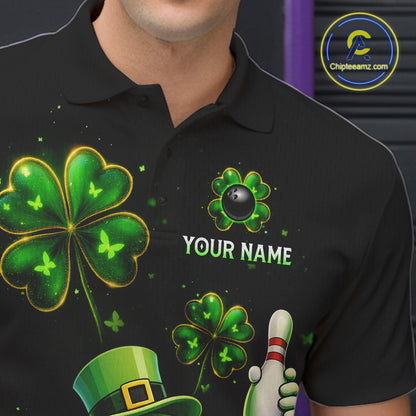 Funny St Patrick Day Bowling Bowling Jersey for Men Bowling Team Shirts Polo & 1/4 Zip HNT192