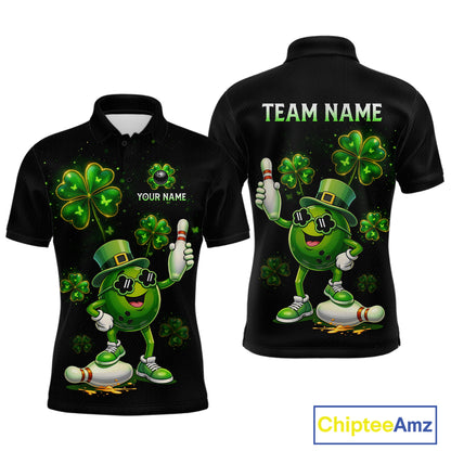 Funny St Patrick Day Bowling Bowling Jersey for Men Bowling Team Shirts Polo & 1/4 Zip HNT192