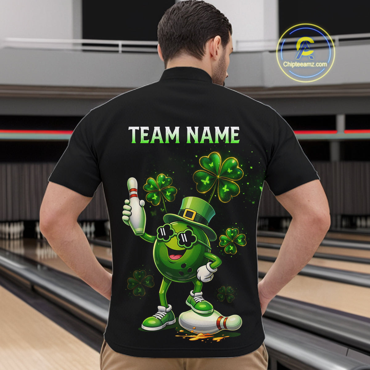 Funny St Patrick Day Bowling Bowling Jersey for Men Bowling Team Shirts Polo & 1/4 Zip HNT192