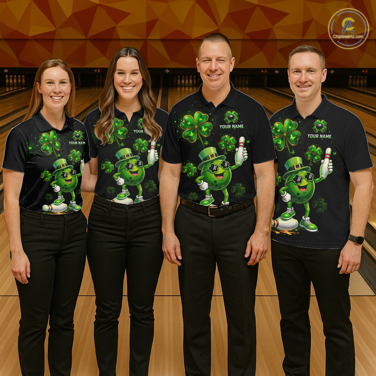 Funny St Patrick Day Bowling Bowling Jersey for Women Bowling Team Shirts Polo & 1/4 Zip HNT192