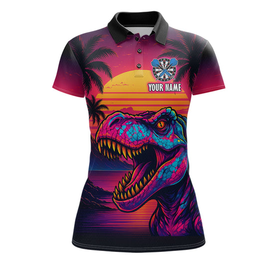 Custom Neon Dinosaur Dart Shirts For Women Dart Board Gifts Darts Team Jerseys Dart League NNT161
