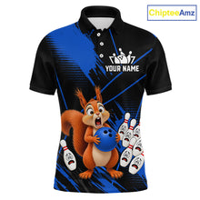 Load image into Gallery viewer, Custom Blue Squirrel Bowling Jersey for Men Bowling Team Shirts Bowling Polo &amp; 1/4 Zip HNT301