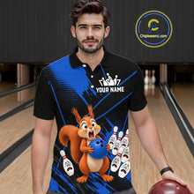 Load image into Gallery viewer, Custom Blue Squirrel Bowling Jersey for Men Bowling Team Shirts Bowling Polo &amp; 1/4 Zip HNT301