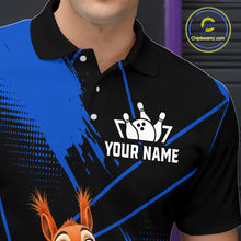 Load image into Gallery viewer, Custom Blue Squirrel Bowling Jersey for Men Bowling Team Shirts Bowling Polo &amp; 1/4 Zip HNT301