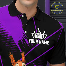 Load image into Gallery viewer, Custom Purple Squirrel Bowling Jersey for Men Bowling Team Shirts Bowling Polo &amp; 1/4 Zip HNT301