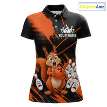 Load image into Gallery viewer, Custom Orange Squirrel Bowling Jersey for Women Bowling Team Shirts Bowling Polo &amp; 1/4 Zip HNT301