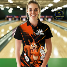 Load image into Gallery viewer, Custom Orange Squirrel Bowling Jersey for Women Bowling Team Shirts Bowling Polo &amp; 1/4 Zip HNT301
