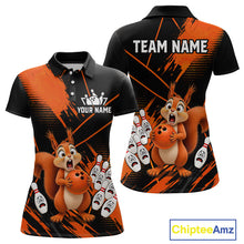 Load image into Gallery viewer, Custom Orange Squirrel Bowling Jersey for Women Bowling Team Shirts Bowling Polo &amp; 1/4 Zip HNT301