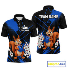 Load image into Gallery viewer, Custom Blue Squirrel Bowling Jersey for Men Bowling Team Shirts Bowling Polo &amp; 1/4 Zip HNT301