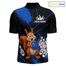 Load image into Gallery viewer, Custom Blue Squirrel Bowling Jersey for Men Bowling Team Shirts Bowling Polo &amp; 1/4 Zip HNT301