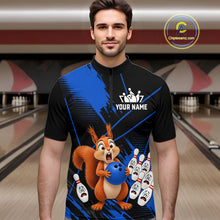 Load image into Gallery viewer, Custom Blue Squirrel Bowling Jersey for Men Bowling Team Shirts Bowling Polo &amp; 1/4 Zip HNT301