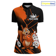 Load image into Gallery viewer, Custom Orange Squirrel Bowling Jersey for Women Bowling Team Shirts Bowling Polo &amp; 1/4 Zip HNT301