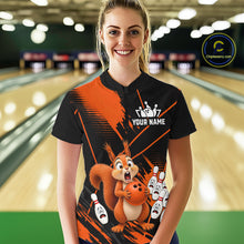 Load image into Gallery viewer, Custom Orange Squirrel Bowling Jersey for Women Bowling Team Shirts Bowling Polo &amp; 1/4 Zip HNT301