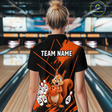 Load image into Gallery viewer, Custom Orange Squirrel Bowling Jersey for Women Bowling Team Shirts Bowling Polo &amp; 1/4 Zip HNT301