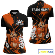 Load image into Gallery viewer, Custom Orange Squirrel Bowling Jersey for Women Bowling Team Shirts Bowling Polo &amp; 1/4 Zip HNT301