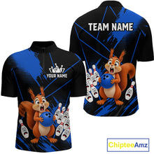 Load image into Gallery viewer, Custom Blue Squirrel Bowling Jersey for Men Bowling Team Shirts Bowling Polo &amp; 1/4 Zip HNT301