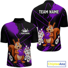 Load image into Gallery viewer, Custom Purple Squirrel Bowling Jersey for Men Bowling Team Shirts Bowling Polo &amp; 1/4 Zip HNT301
