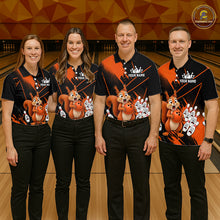 Load image into Gallery viewer, Custom Orange Squirrel Bowling Jersey for Women Bowling Team Shirts Bowling Polo &amp; 1/4 Zip HNT301