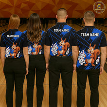 Load image into Gallery viewer, Custom Blue Squirrel Bowling Jersey for Men Bowling Team Shirts Bowling Polo &amp; 1/4 Zip HNT301