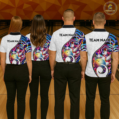 Custom Colorful Liquid Swirl Bowling Jersey for Men Bowling Team Shirts Bowling League Polo & 1/4 Zip HNT471