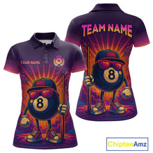 Load image into Gallery viewer, 8 Ball Billiard Shirts for Women Retro Custom Billiard Team Shirts Billiard League Polo &amp; 1/4 Zip NNT98