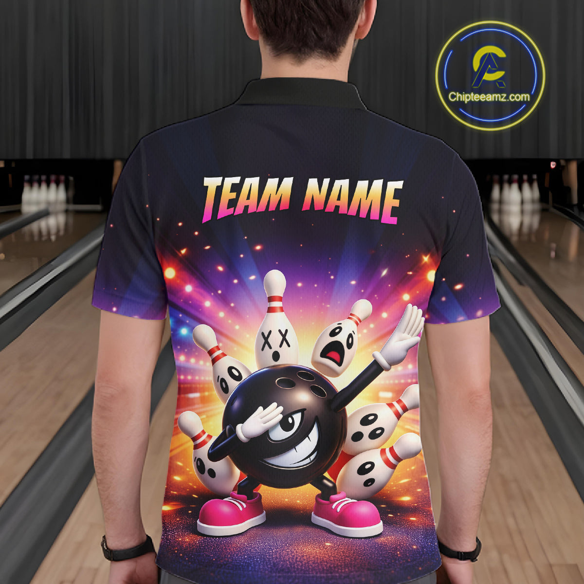 Custom Galaxy Funny Bowling Jersey for Men Bowling Tournament Polo & 1/4 Zip Bowling Team Shirts HNT217