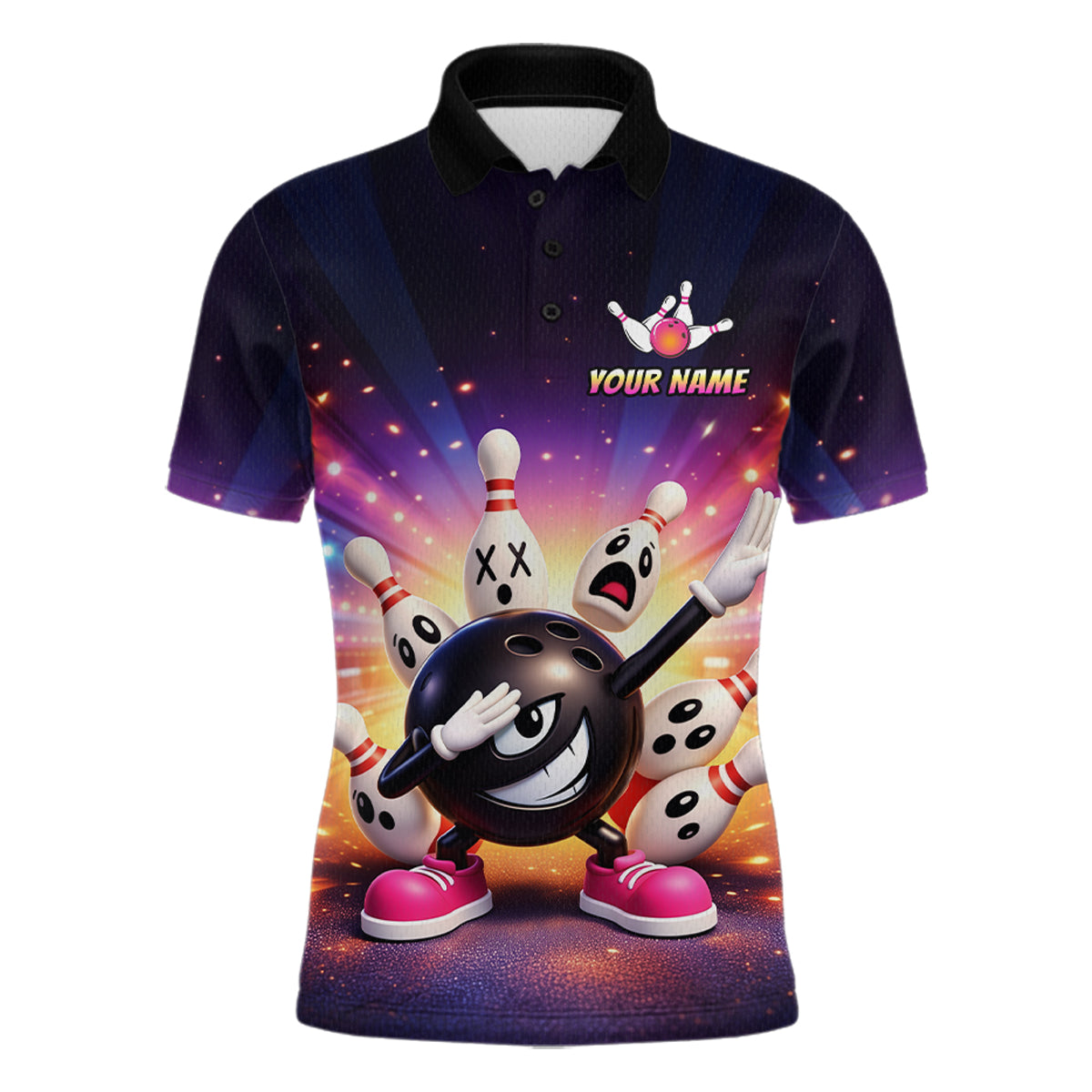 Custom Galaxy Funny Bowling Jersey for Men Bowling Tournament Polo & 1/4 Zip Bowling Team Shirts HNT217