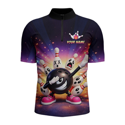Custom Galaxy Funny Bowling Jersey for Men Bowling Tournament Polo & 1/4 Zip Bowling Team Shirts HNT217
