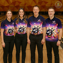 Load image into Gallery viewer, Custom Galaxy Funny Bowling Jersey for Women Bowling Tournament Polo &amp; 1/4 Zip Bowling Team Shirts HNT217