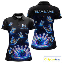 Load image into Gallery viewer, Custom Galaxy Butterflies Bowling Jersey for Women Bowling Tournament Polo &amp; 1/4 Zip Bowling Team Shirts HNT211