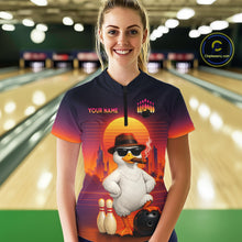 Load image into Gallery viewer, Custom Funny Duck Bowling Jersey for Women Bowling Uniform Polo &amp; 1/4 Zip Bowling Team Shirts HNT235